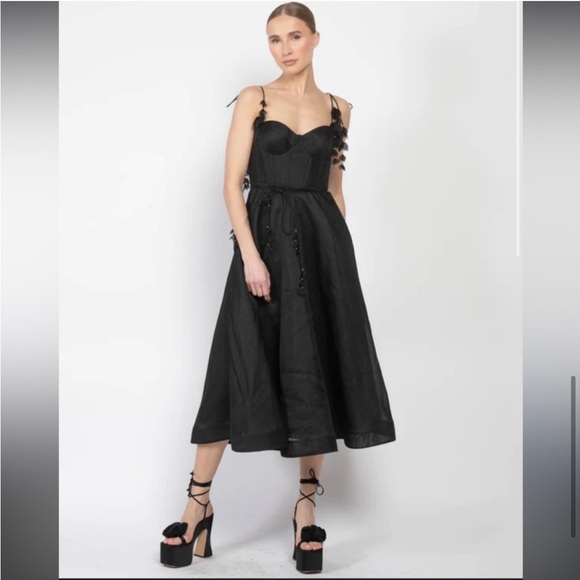 Zimmermann Dresses & Skirts - ZIMMERMANN NATURA BLACK CORSET MIDI DRESS